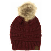 Mixed Soft Yarn Natural Pom C.C Beanie