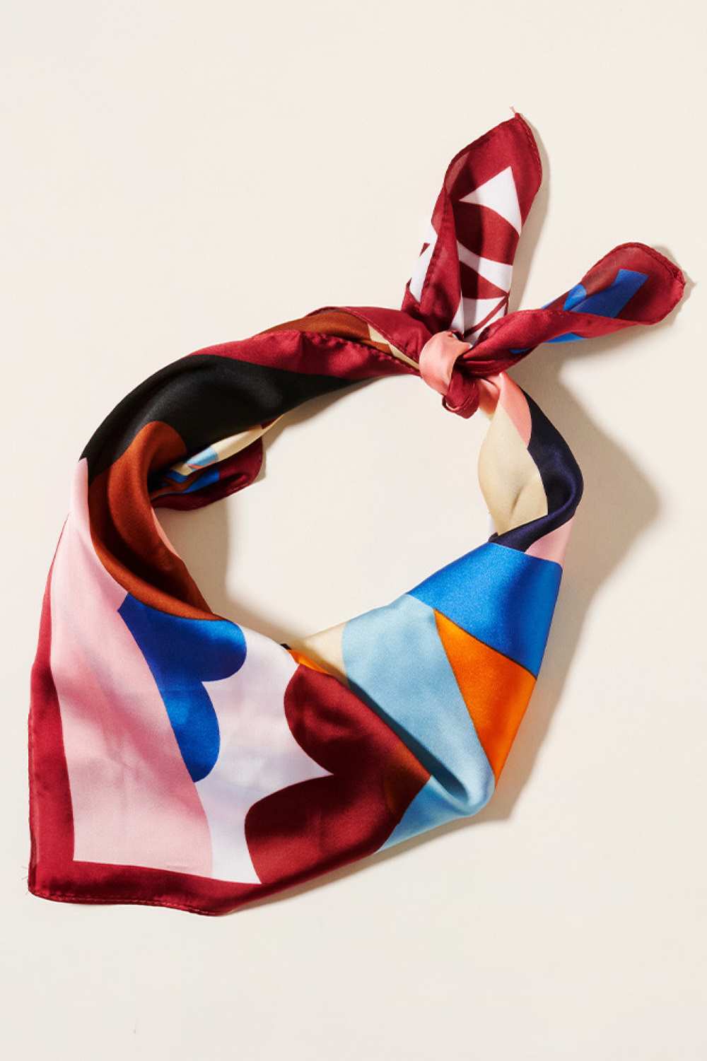 Playful Flower Print Square Silky Scarf