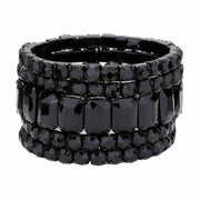 Women's 5Pcs Rectangle Round Stone Stretch Multi Layered Bracelets