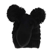 BABY Solid Knit Double Pom C.C Beanie with Mitten SET