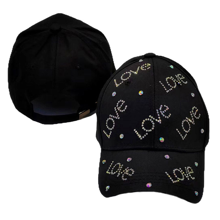 Bling Love Message Patterned Baseball Cap