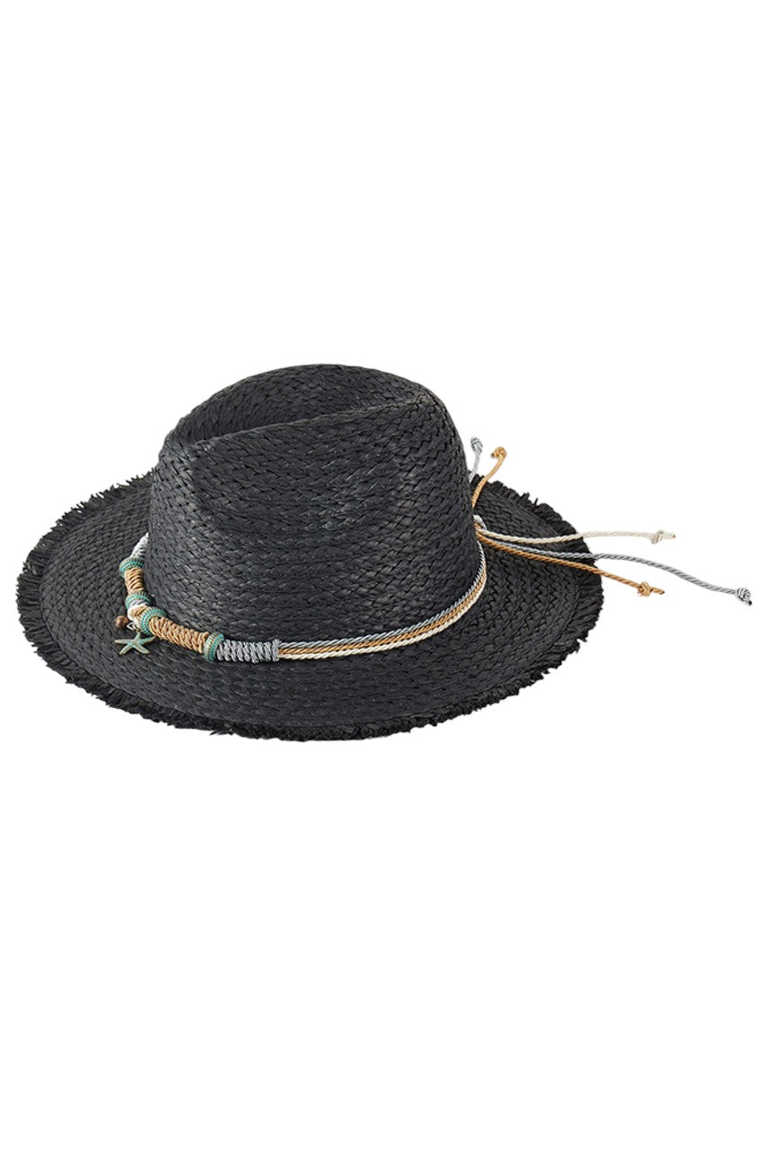 Braided Starfish Band Frayed Straw Summer Sun Hat