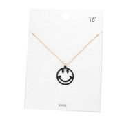 Fashionable Brass Metal Smile Pendant Necklace