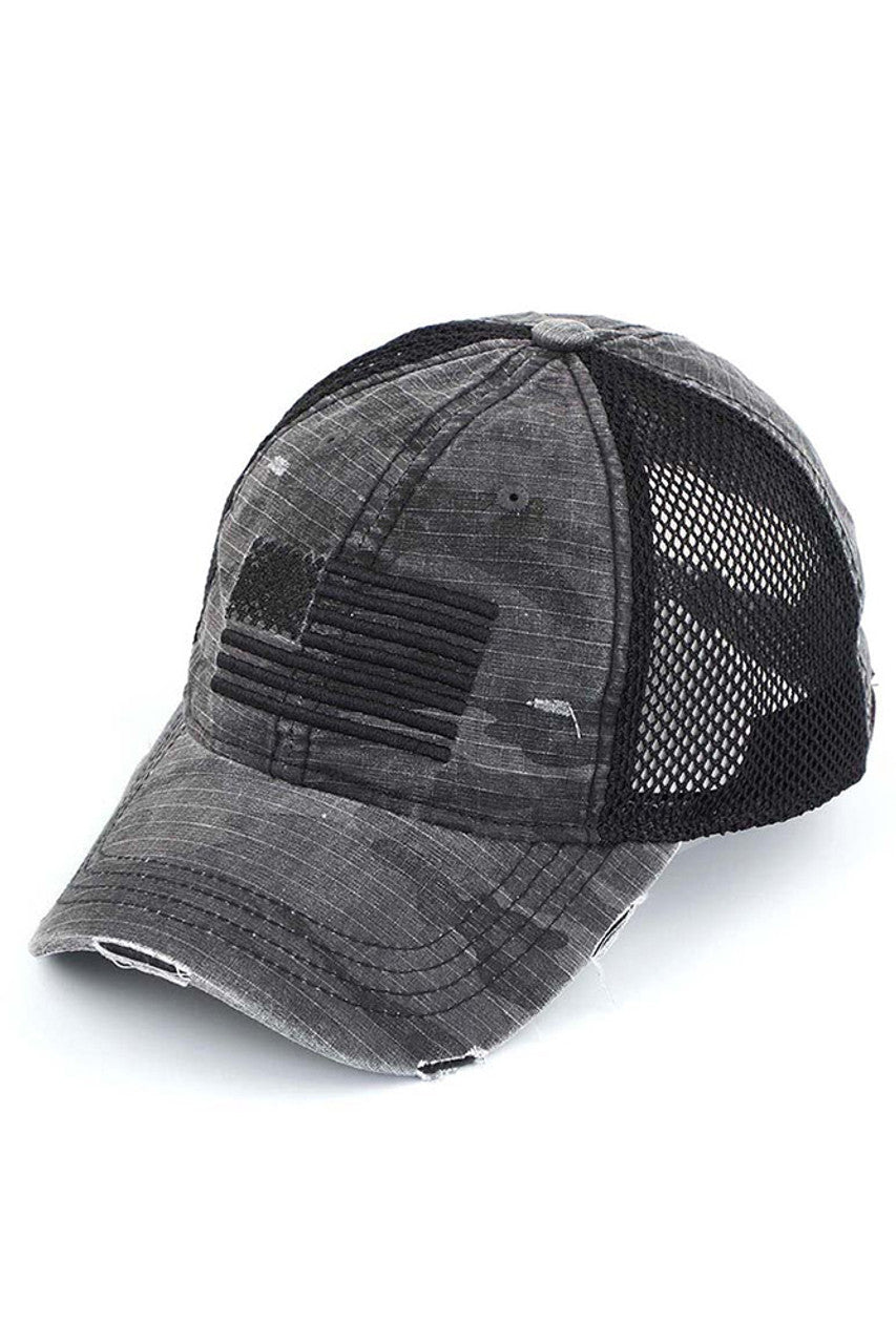 C.C Women's American Flag Embroidery Camo Baseball Cap 4th of July