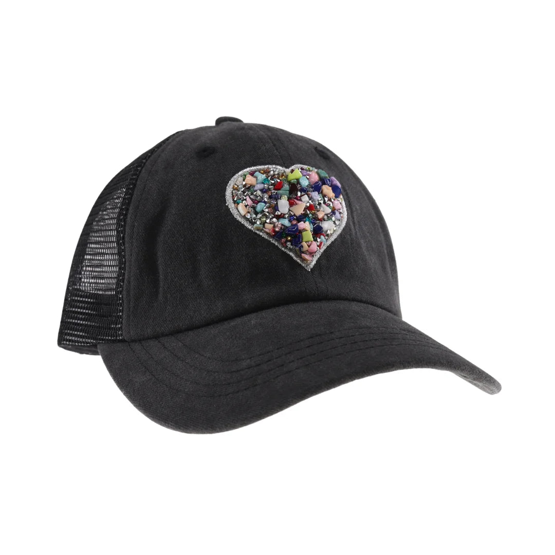 C.C Heart Stone Embellishment Baseball Cap
