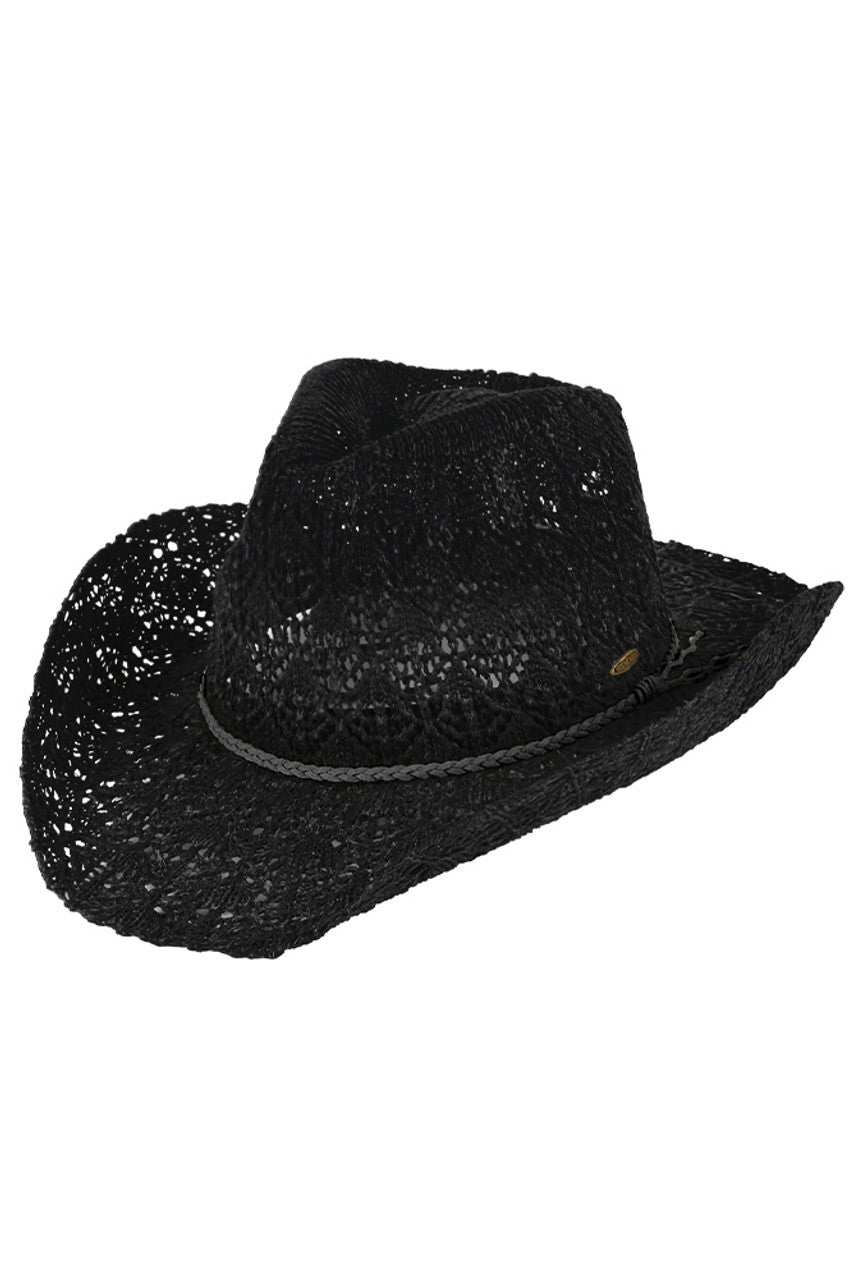 C.C Women's Horseshoe Lace Knitting Cowboy Hat