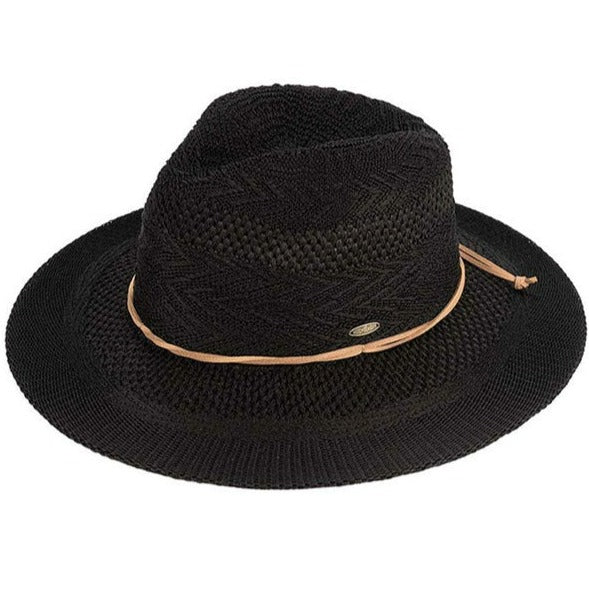 C.C Multi Pattern Suede String Band Panama Hat