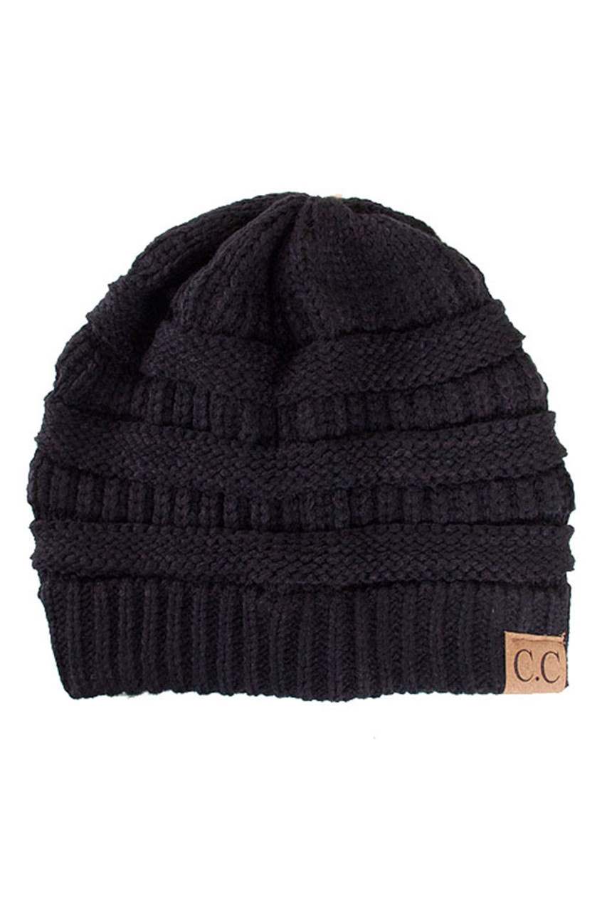 C.C Women's Ribbed Knit Solid Color Beanie
