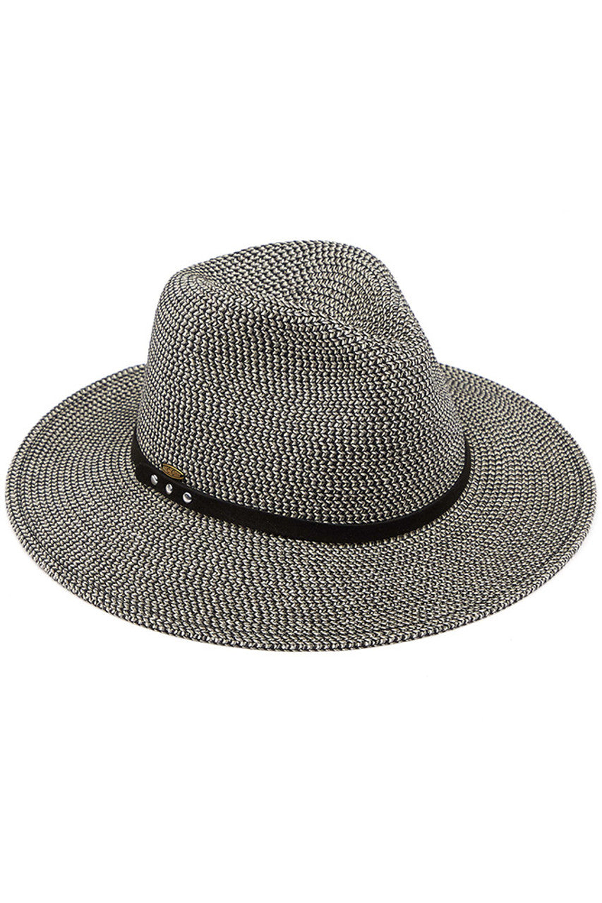 C.C SUEDE BAND TRIM PANAMA SUN HAT