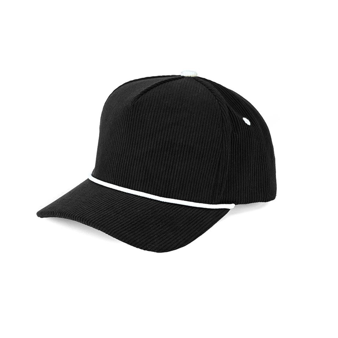 C.C Solid Corduroy Snapback Trucker Cap with Rope