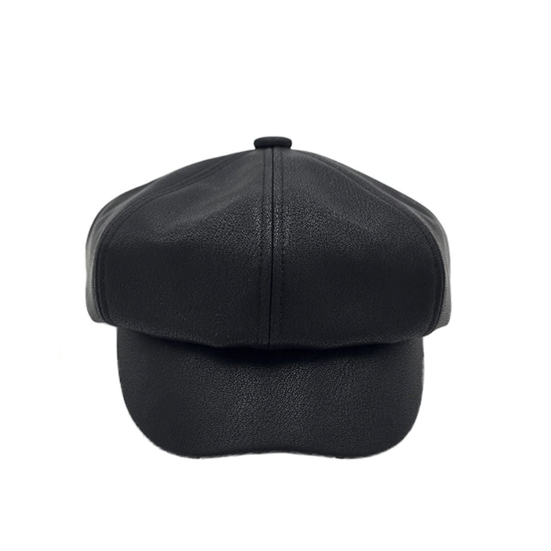 C.C Solid Faux Leather Newsboy Cap