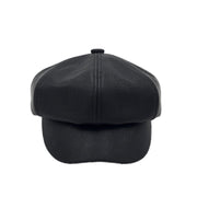C.C Solid Faux Leather Newsboy Cap