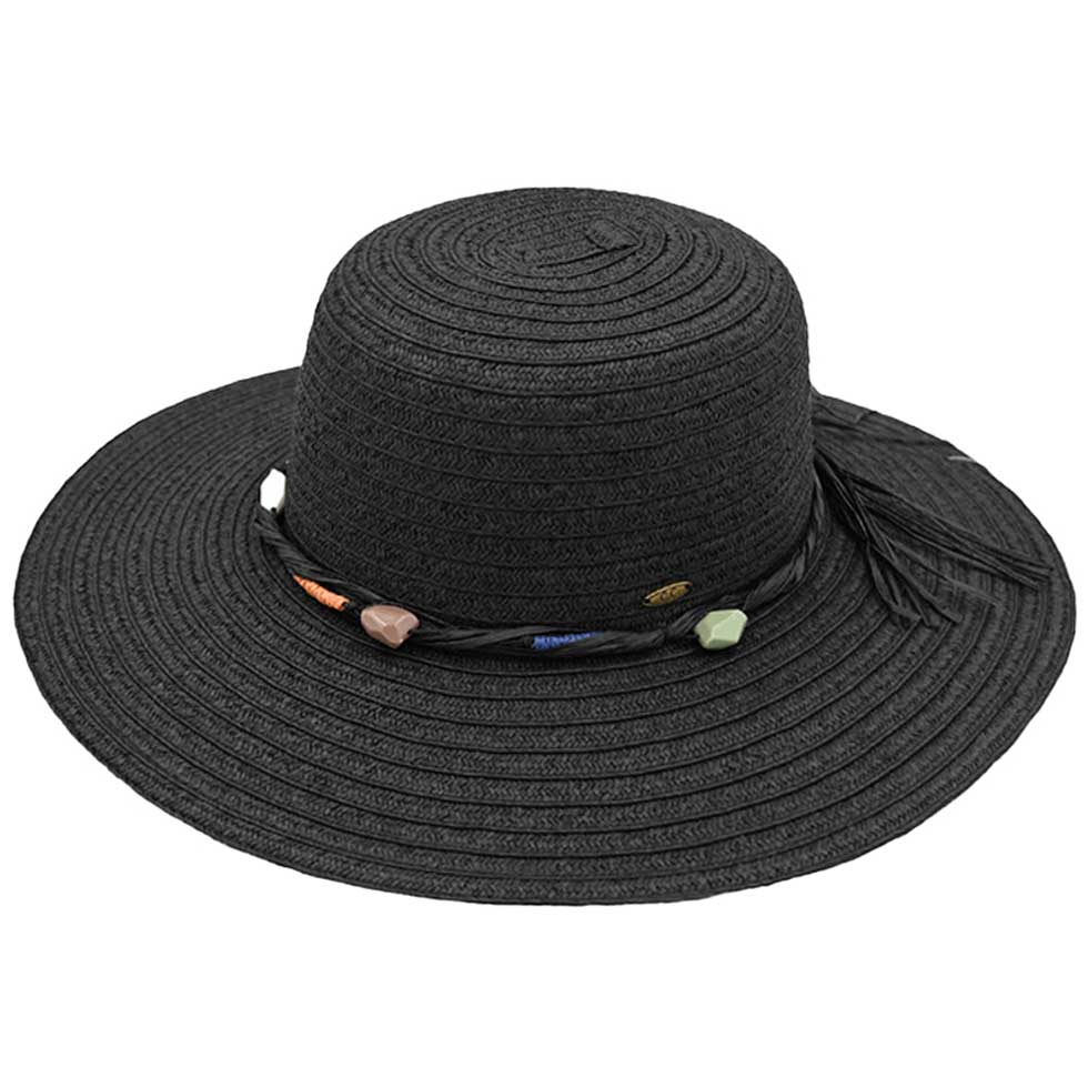 C.C Wide Brim Stone Trim Band Sun Hat