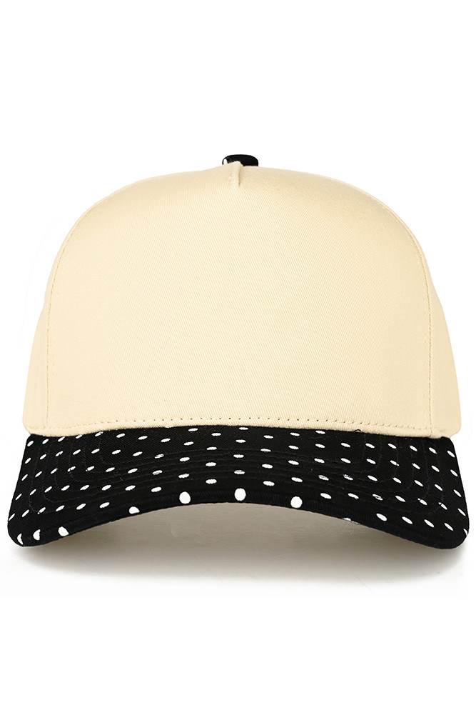C.C Small Polka Dot Pattern Print Brim Two Tone Trucker Hat