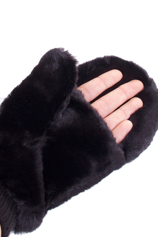 C.C Women's Faux Fur Pop Top Mittens Gloves Shepherd Lining