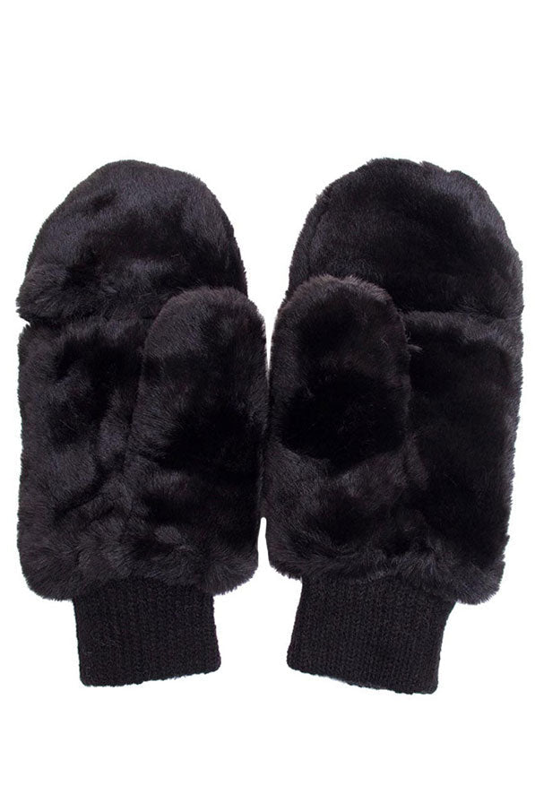 C.C Women's Faux Fur Pop Top Mittens Gloves Shepherd Lining