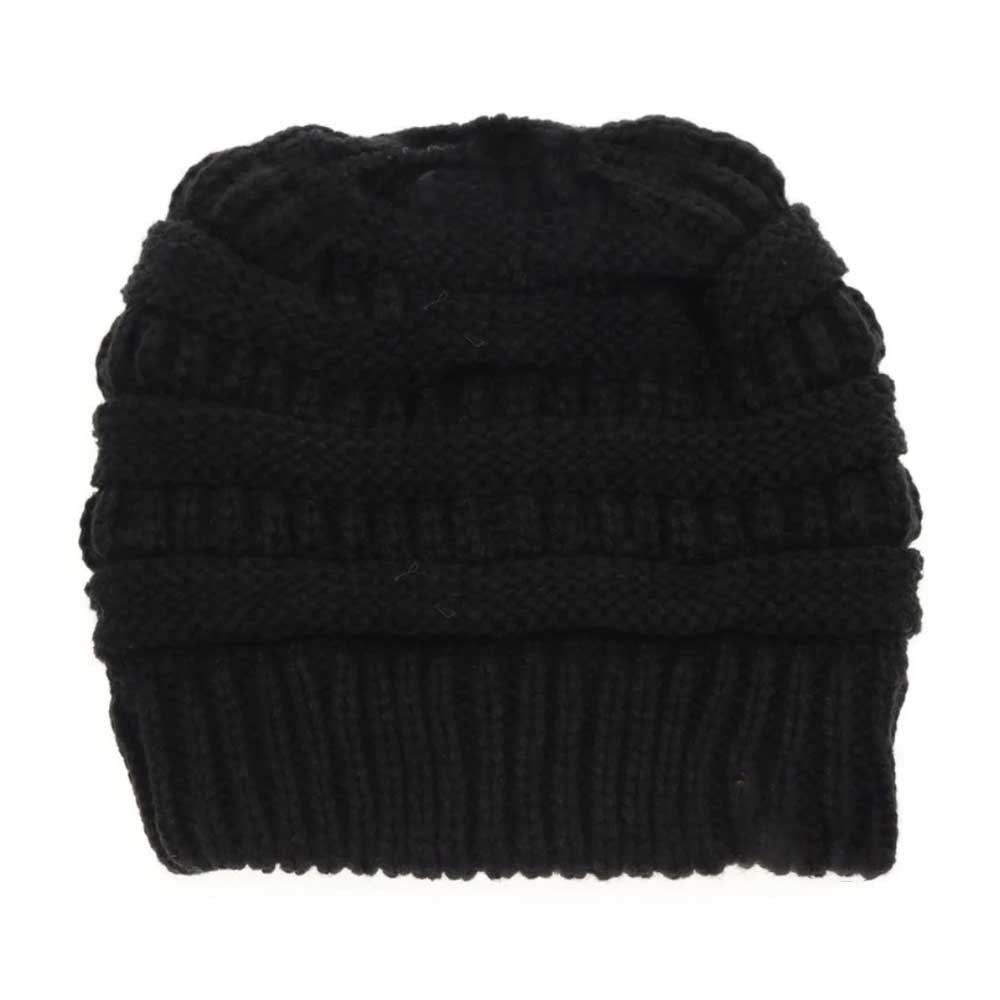 Fuzzy Lined Solid Classic C.C Beanie Tail