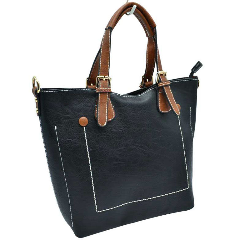 Vegan Leather Tote Shoulder Handbags For Women