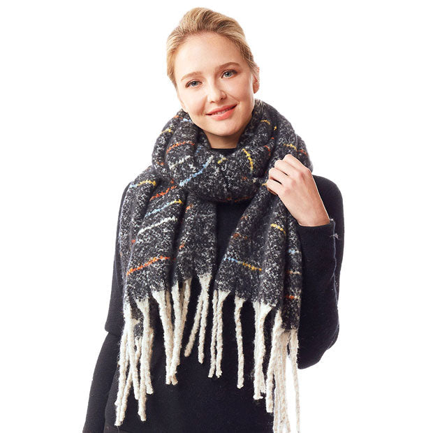 Glitz Colorful Stitch Fuzzy Oblong Scarf
