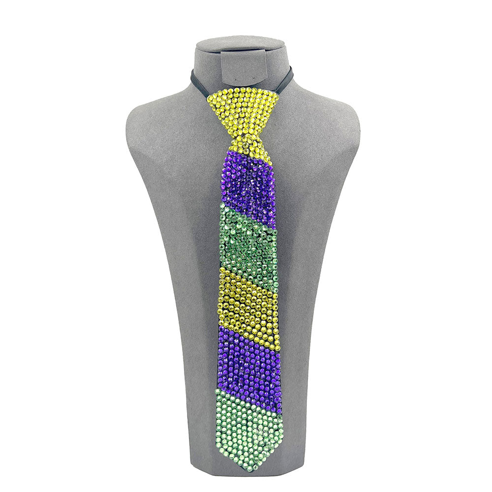 Mardi Gras Bling Neck Tie Necklace
