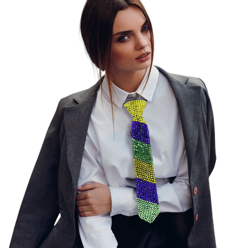 Mardi Gras Bling Neck Tie Necklace