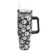Happy Face Printed 40oz Stainless Steel Tumbler With Handle