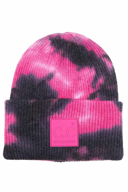 C.C Women's Tie Dye Beanie Hats With Rubber Patch
