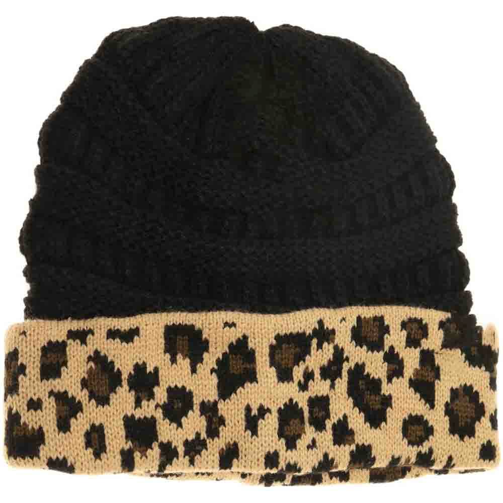 Matching Cuff Leopard Print C.C Beanie