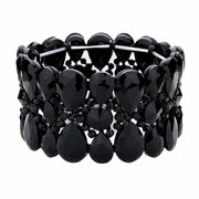Pear Crystal Floral Rhinestone Stretch Evening Bracelet