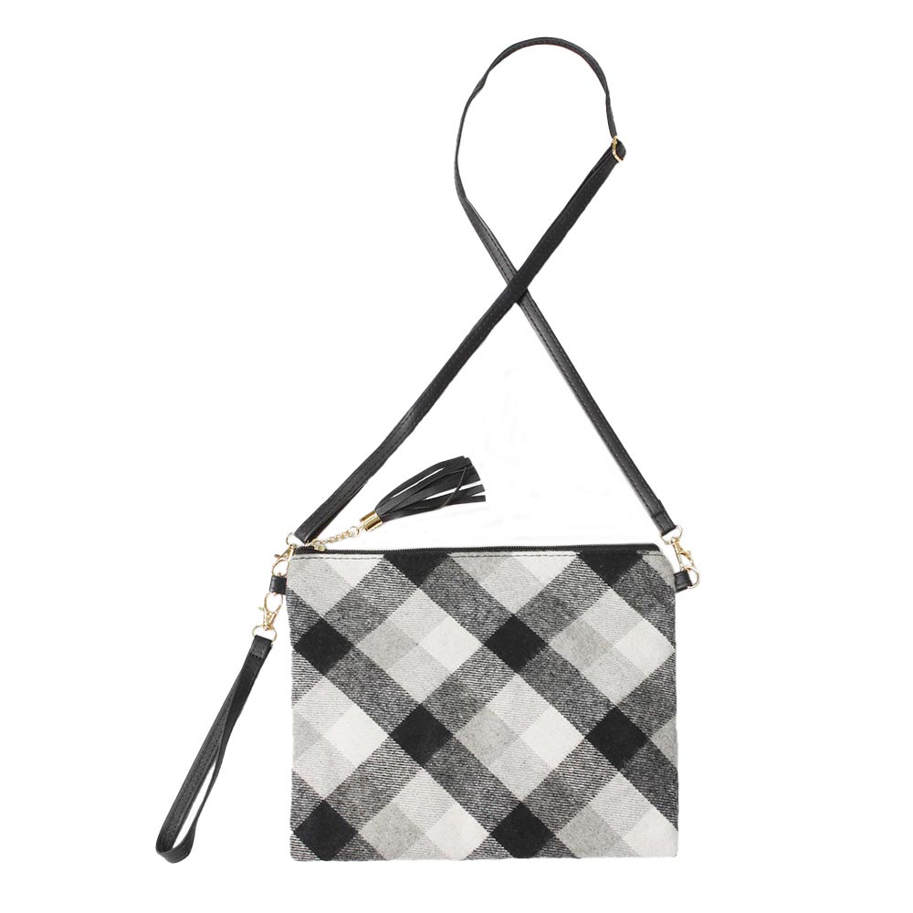 Plaid Check Crossbody Clutch Bag