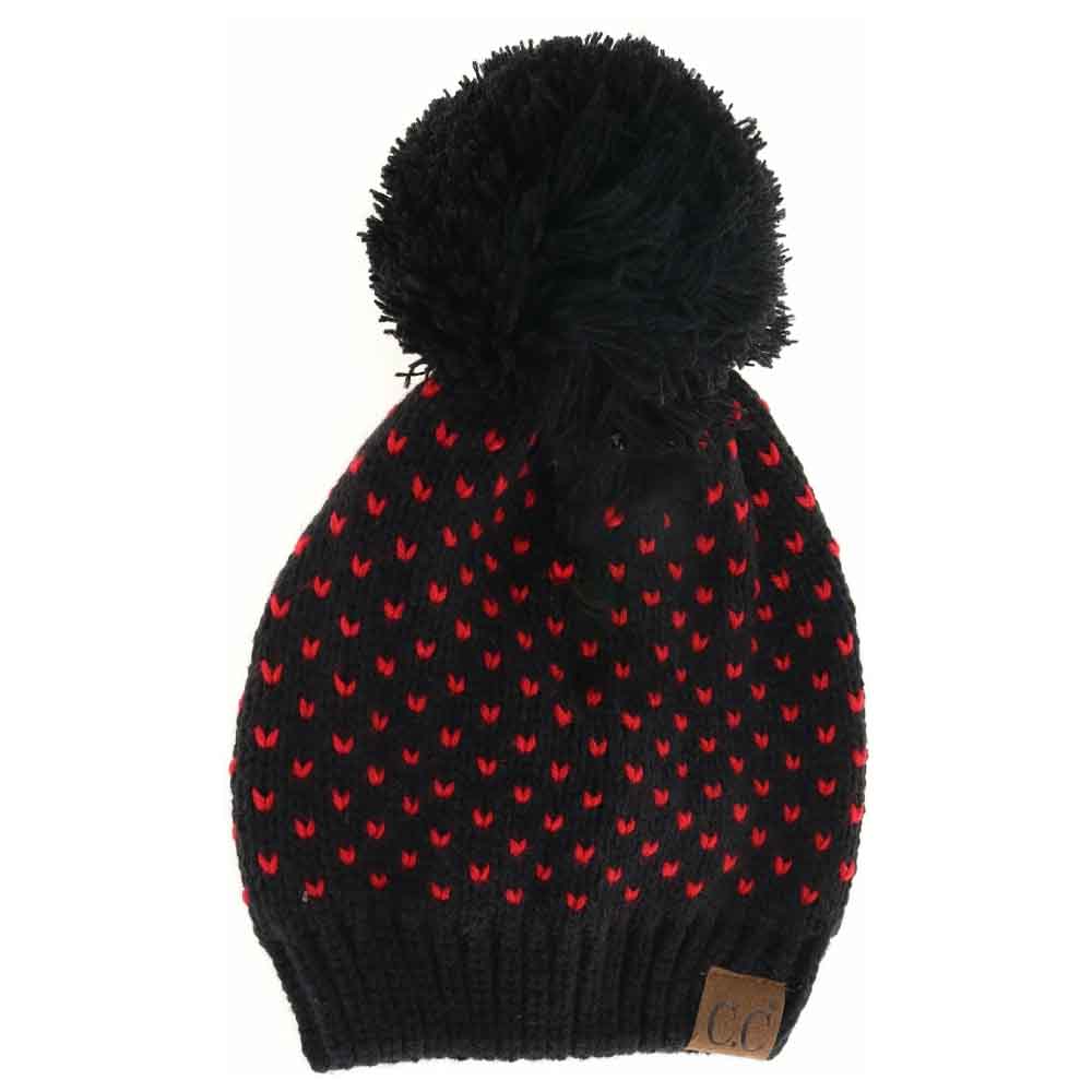 Heart Knit Pom C.C Beanie