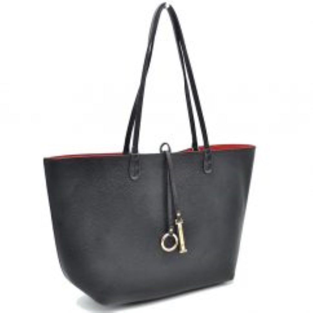 Classic Trapeze Tote Bag with Dual Handles and Ring Detail