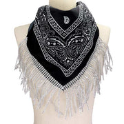 Women's Rhinestone Like Fringe Cowgirl Bandana Scarf