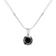 Stainless Steel CZ Round Pendant Necklace