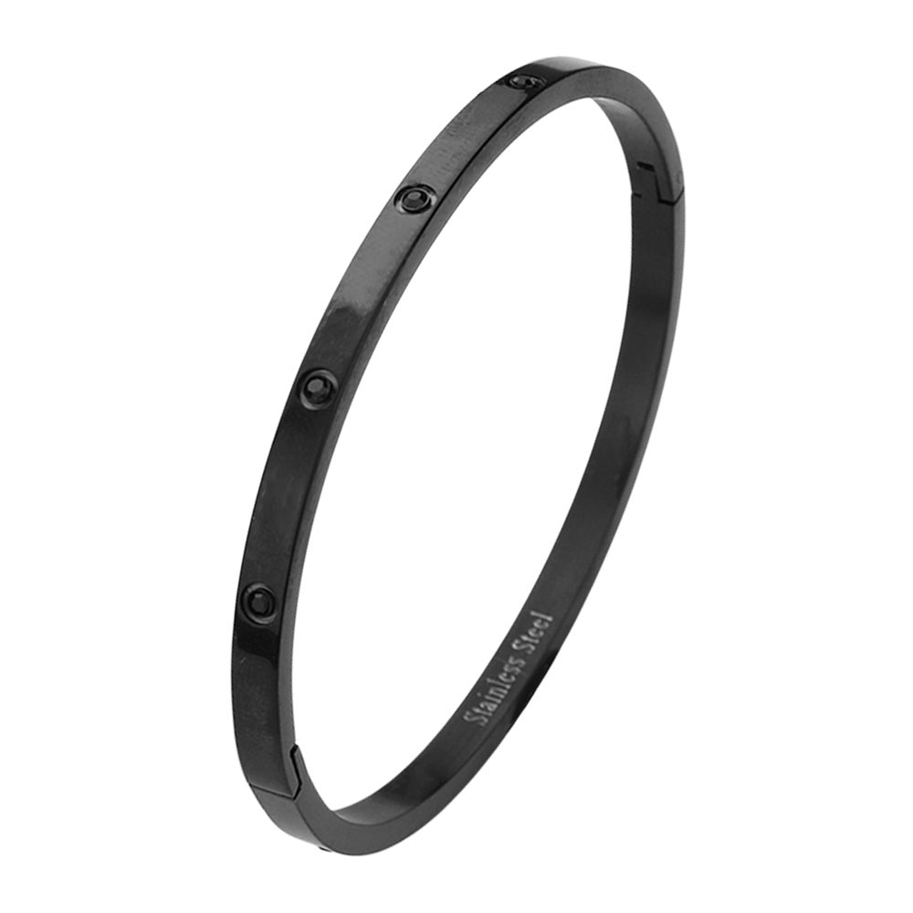 Stainless Steel Crystal Embellished Bangle Evening Bracelet