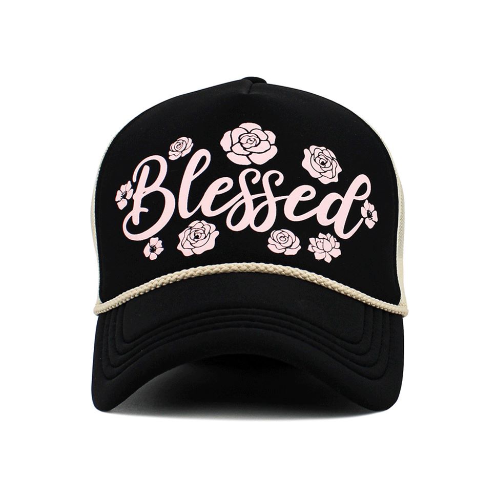 BLESSED Letter Foam Trucker Hat Mesh Cap