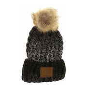 Two-Tone Ombre Vintage Faux Fur Pom C.C Beanie