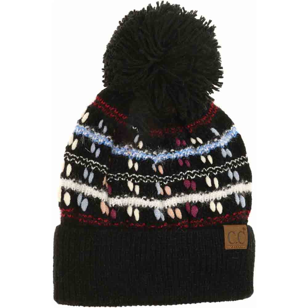 Vintage Knit Yarn Pom C.C Beanie