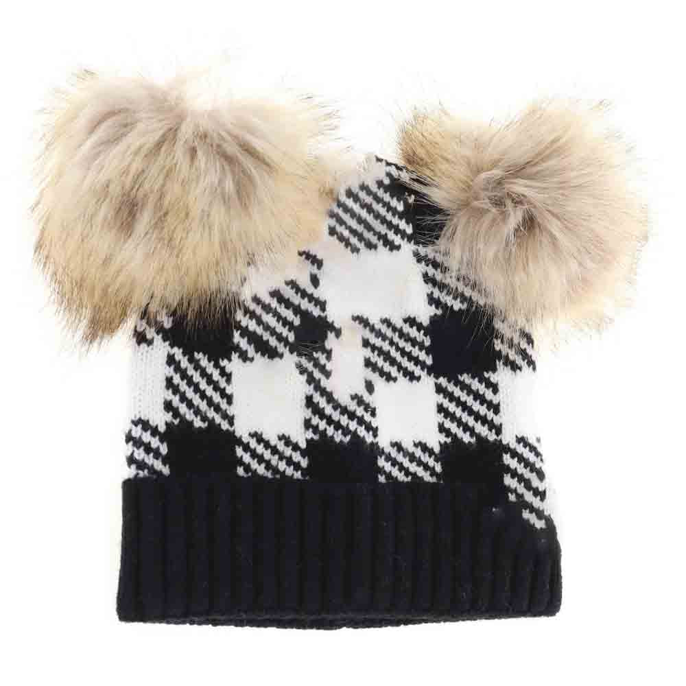 BABY Buffalo Check Double Pom C.C Beanie