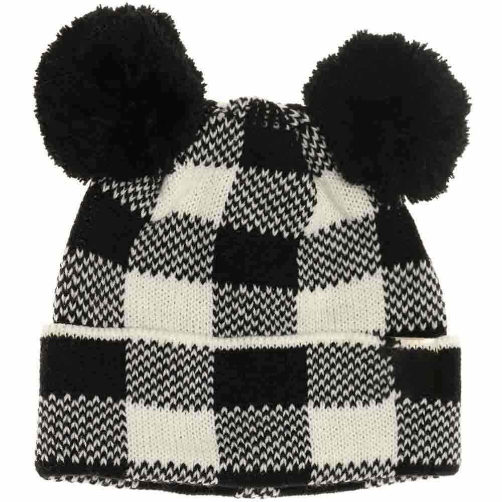 BABY Buffalo Plaid Pom Pom C.C Beanie