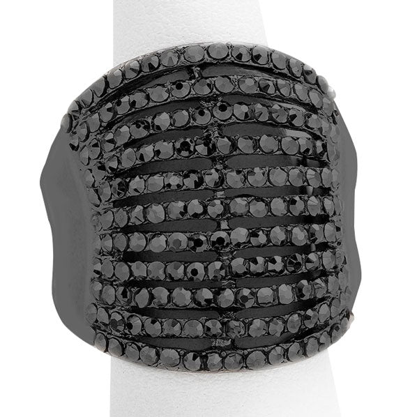 Wide Rhinestone Stretch Ring