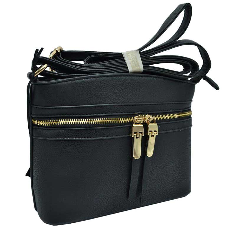 Zipper Detail Women's Crossbody Soft Faux Leather Bag