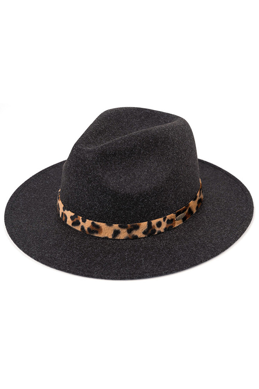 C.C Vegan Felt Heather Color Leopard Hat