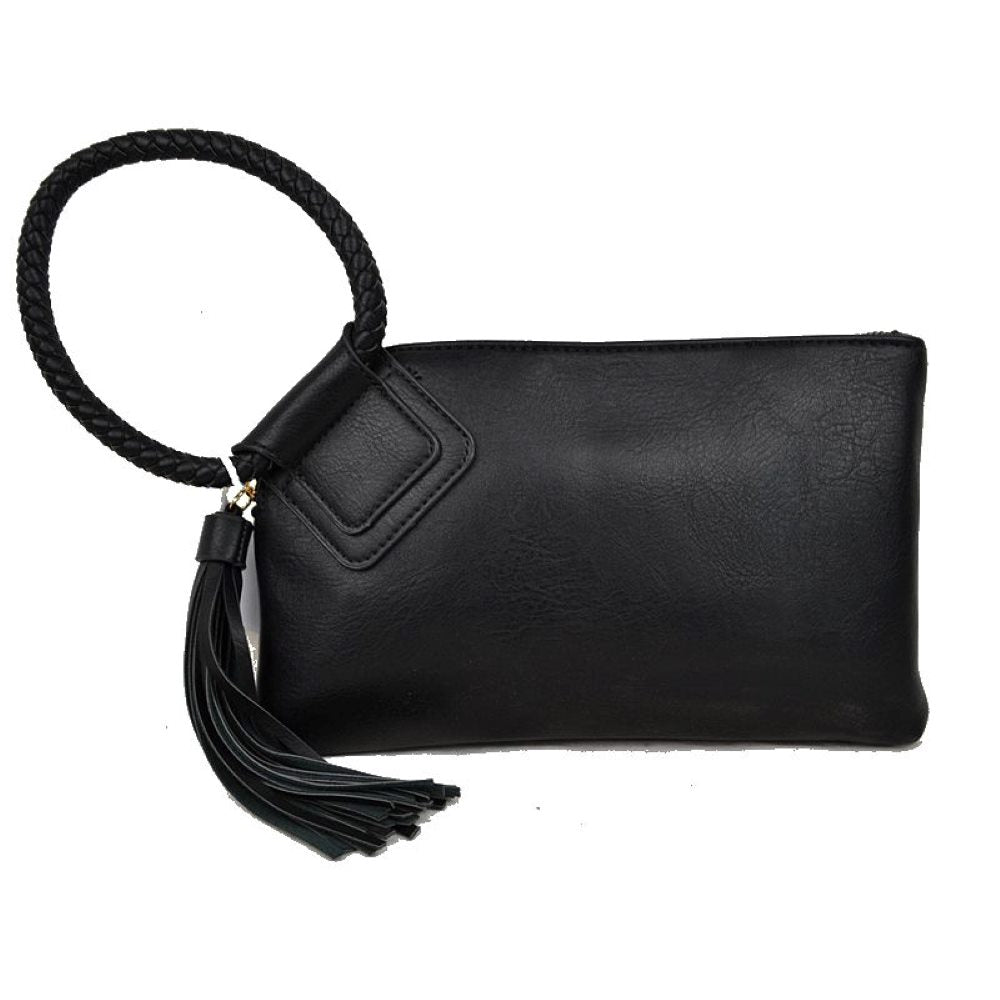 Braided Wristlet Clutch with Tassel Accent