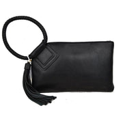 Braided Wristlet Clutch with Tassel Accent