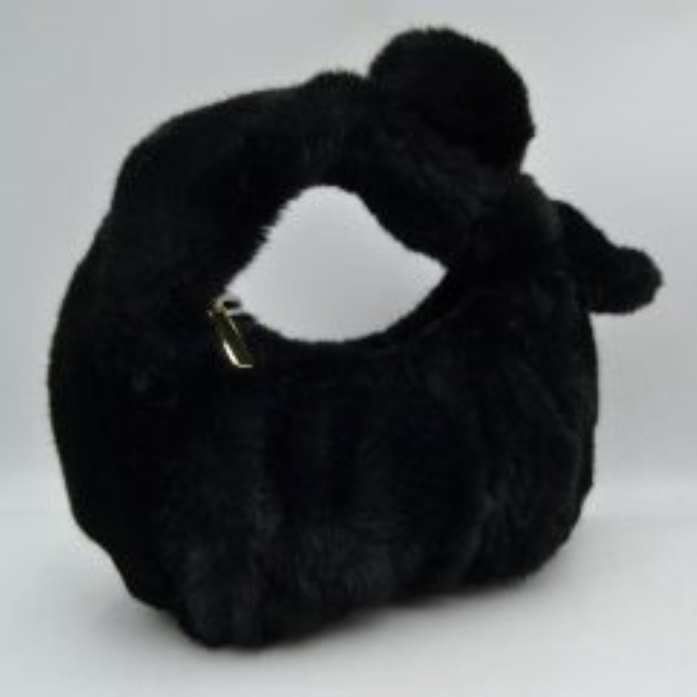 Fluffy Plush Knotted Handle Shoulder Bag