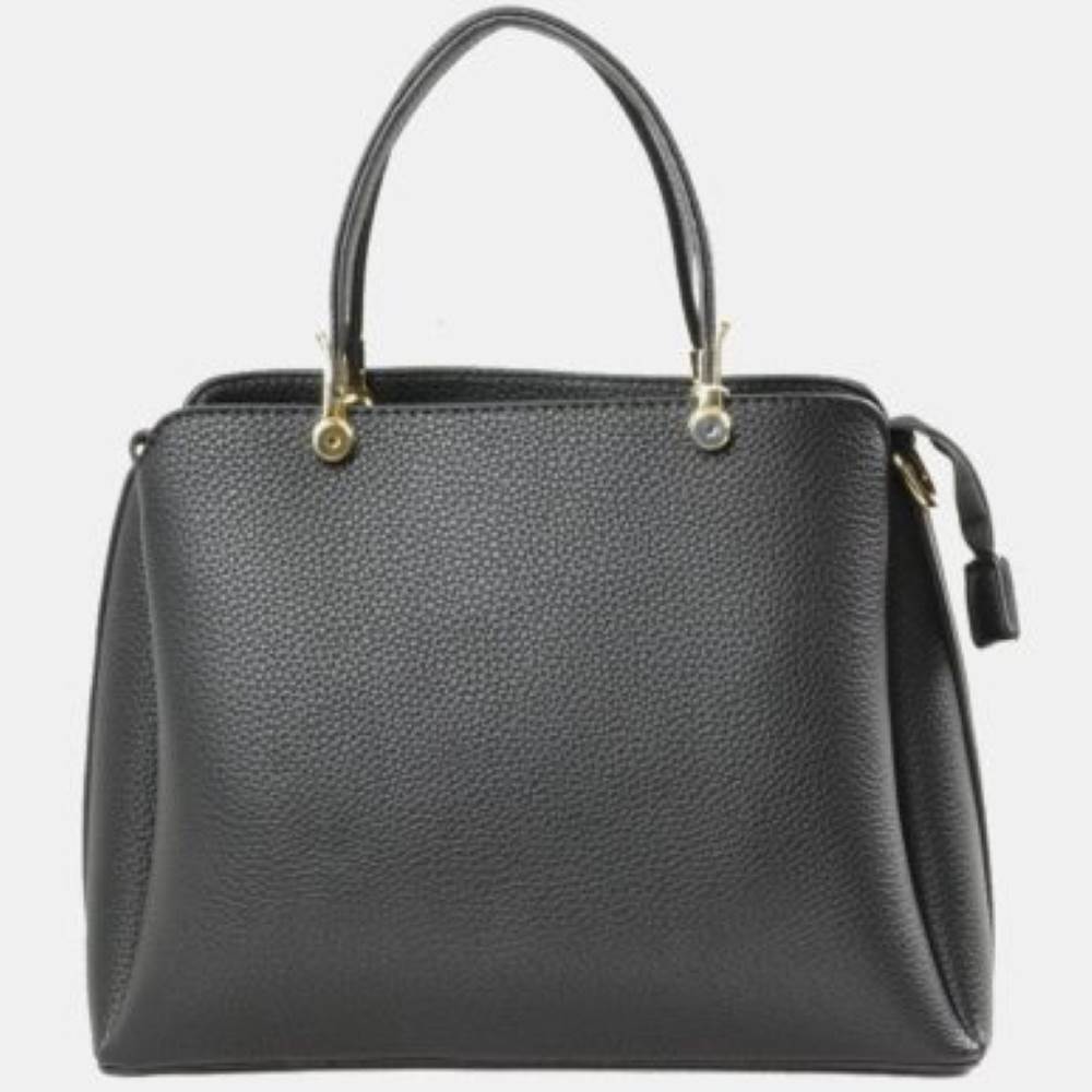 Structured Top Handle Handbag with Zipper Closures