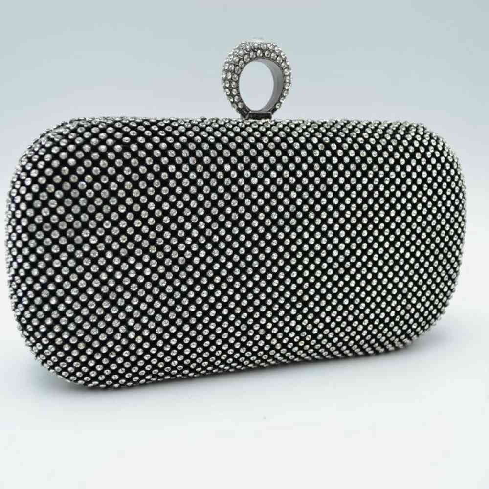 Embellished Box Clutch with Ring Top Clasp
