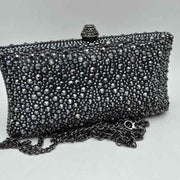 Rhinestone Embellished Box Clutch Bag with Removable Chain Strap