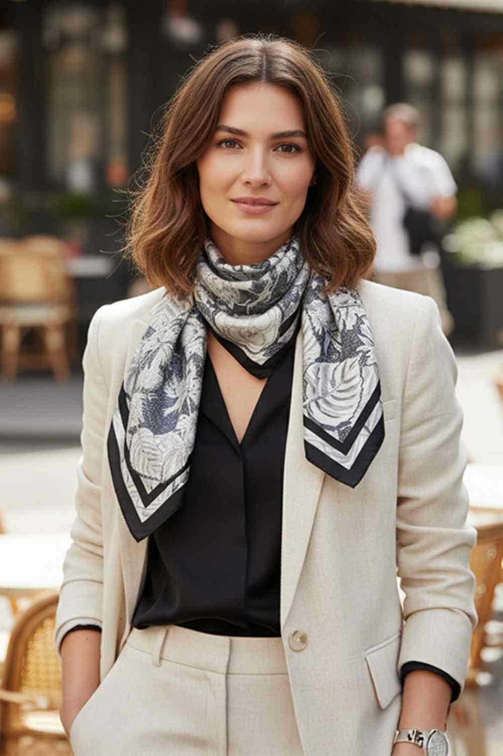Abstract Floral Print Bandana Scarf